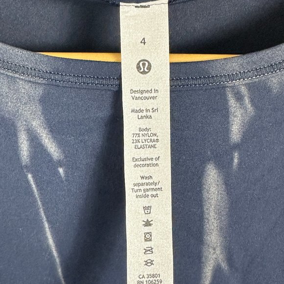 NWT Lululemon Wunder Train Cropped Long Sleeve Shirt Navy Womens Size 4 Top Blue - Picture 8 of 16